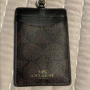 Coach Black and Brown Leather Card Holder